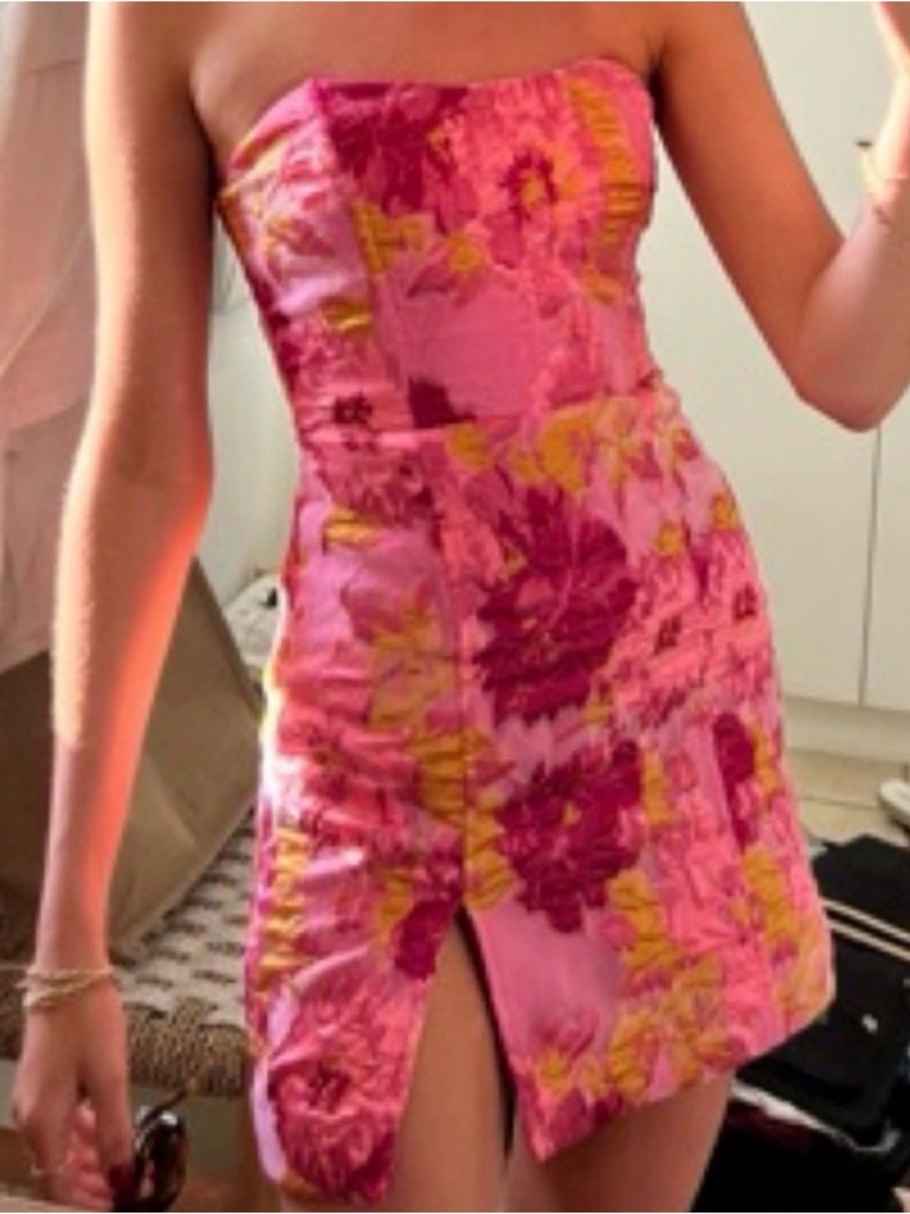 Showpo Pink and Yellow Floral Mini Dress